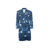 Night sky star pattern Men's Long Sleeve Belted Night Robe