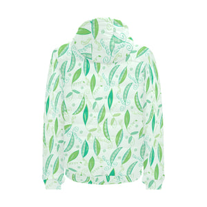 Green Peas Pattern Print Design 01 Men's Padded Hooded Jacket