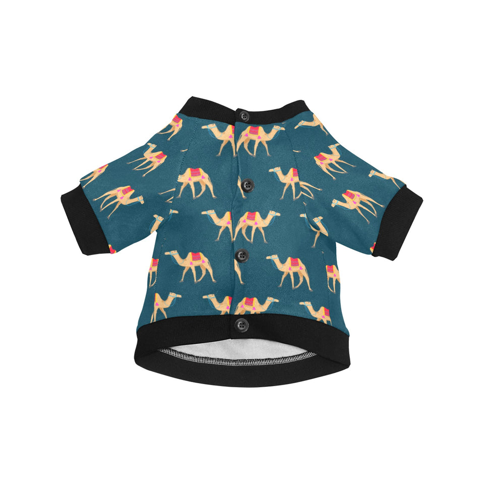 Camel pattern blue blackground All Over Print Pet Dog Round Neck Fuzzy Shirt