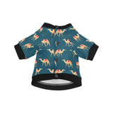 Camel pattern blue blackground All Over Print Pet Dog Round Neck Fuzzy Shirt