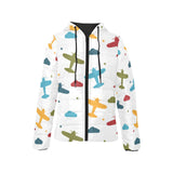 Airplane star cloud colorful Women's Padded Hooded Jacket