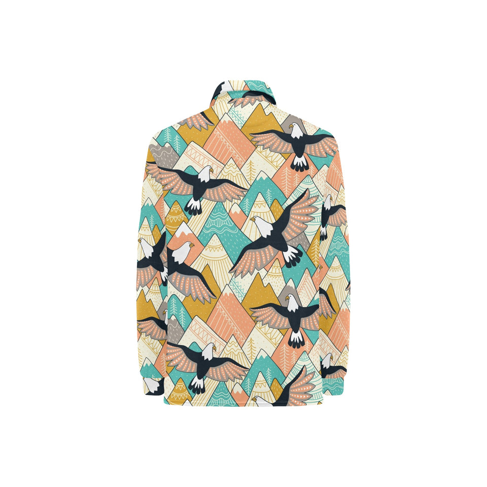 Eagle Pattern Print Design 02 Women's Long Sleeve Polo Shirt