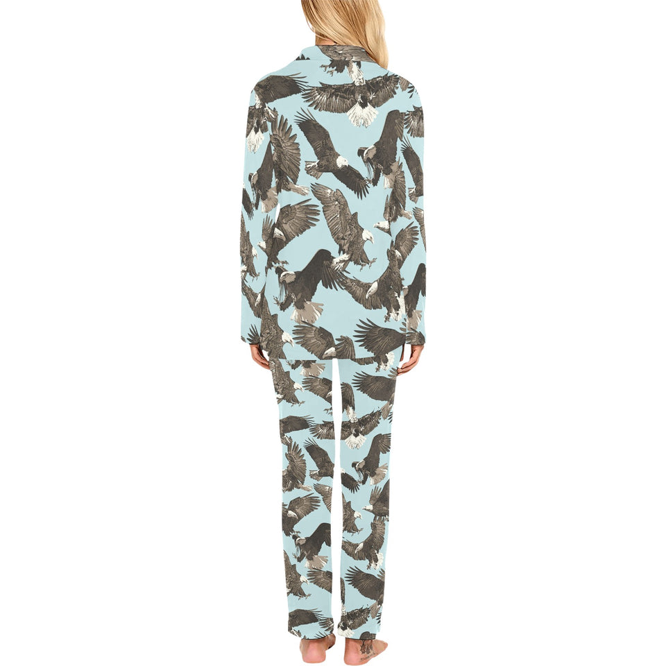 Eagle Pattern Print Design 01 Women's Long Pajama Set