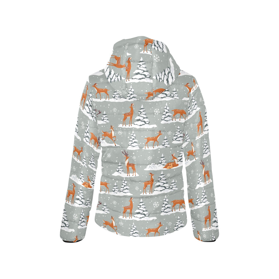 Beautiful deers Winter Christmas Women's Padded Hooded Jacket