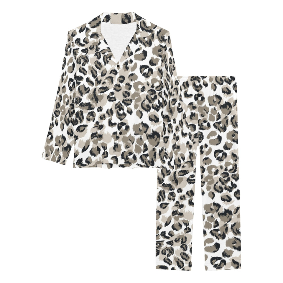 Leopard skin print pattern Women's Long Pajama Set