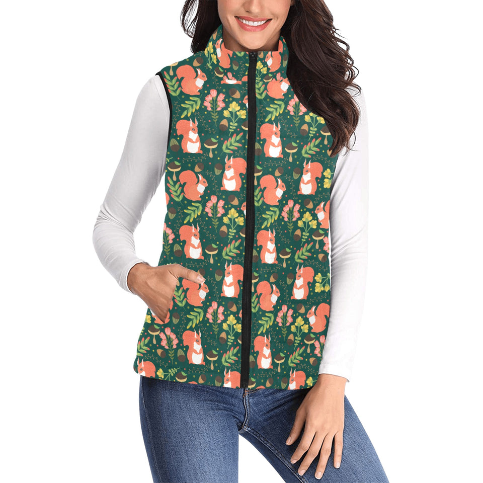 Squirrel Pattern Print Design 03 Women's Padded Vest