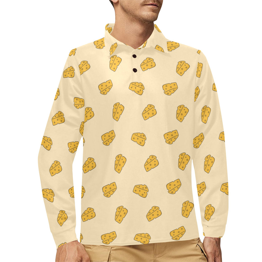 Cheese pattern Men's Long Sleeve Polo Shirt