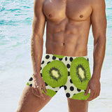 kiwi black dot background Men's Swimming Trunks