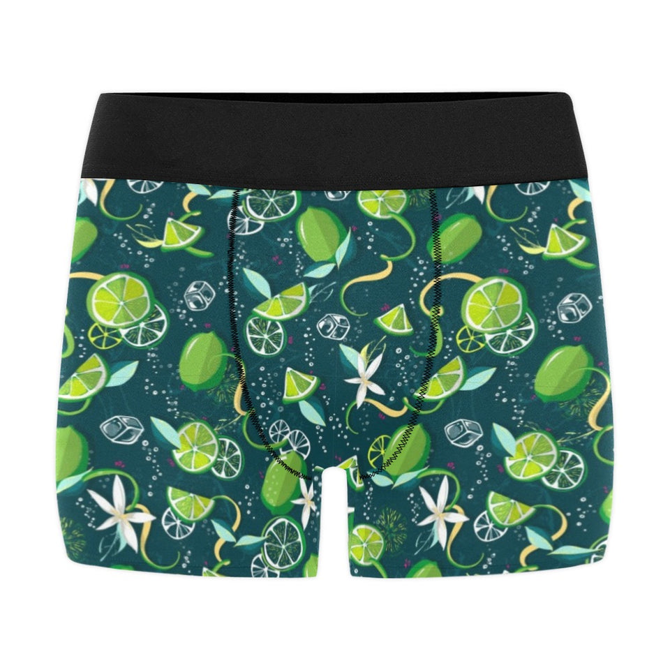 Lime ice flower pattern Men's All Over Print Boxer Briefs Men's Underwear