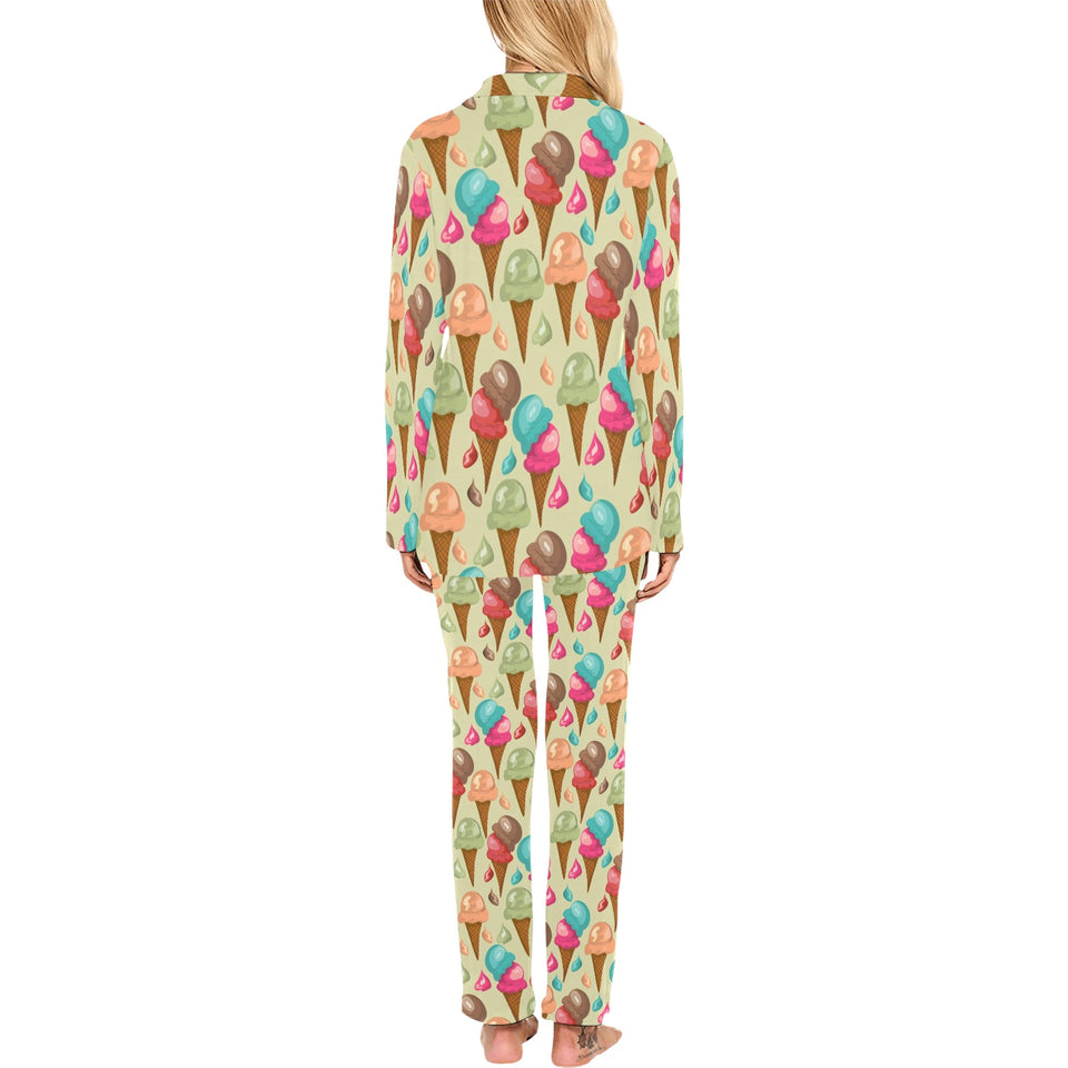 Colorful ice cream pattern Women's Long Pajama Set