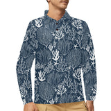 Coral Reef Pattern Print Design 05 Men's Long Sleeve Polo Shirt