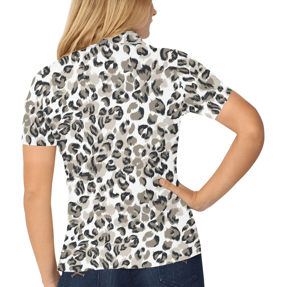 Leopard skin print pattern Women's All Over Print Polo Shirt