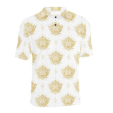 Gold Ornamental lotue waterlily symbol pattern Men's All Over Print Polo Shirt