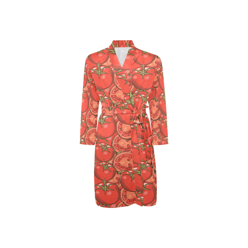 Red Tomato Pattern Men's Long Sleeve Belted Night Robe