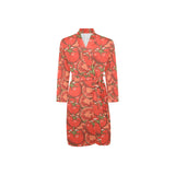 Red Tomato Pattern Men's Long Sleeve Belted Night Robe