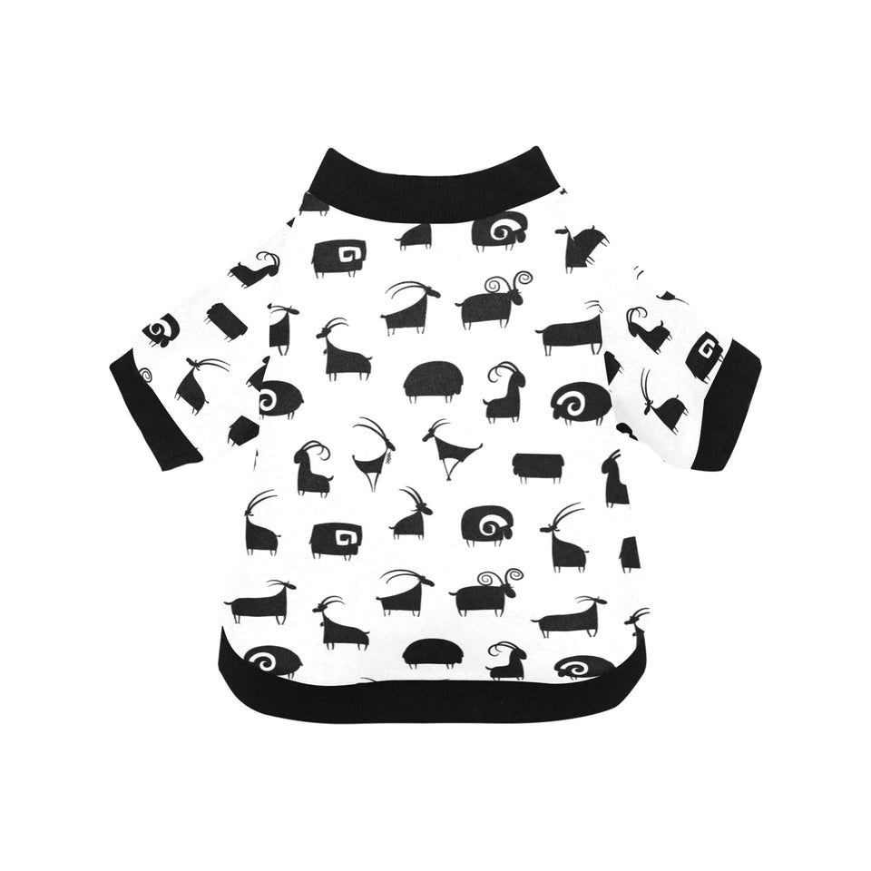 Goat ram pattern All Over Print Pet Dog Round Neck Fuzzy Shirt