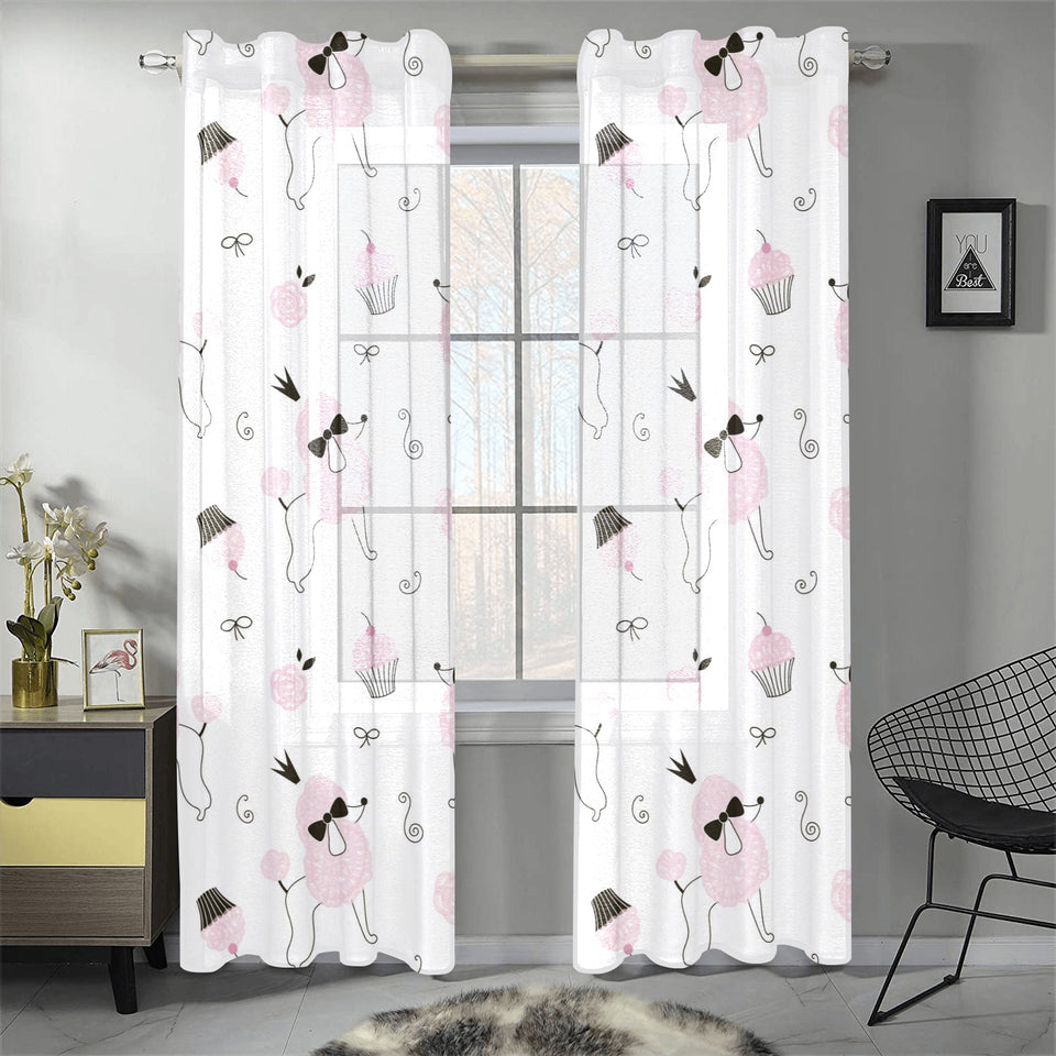 Poodle dog rose cake pattern Gauze Curtain
