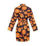 Halloween Pumpkin pattern Women's Long Sleeve Belted Night Robe