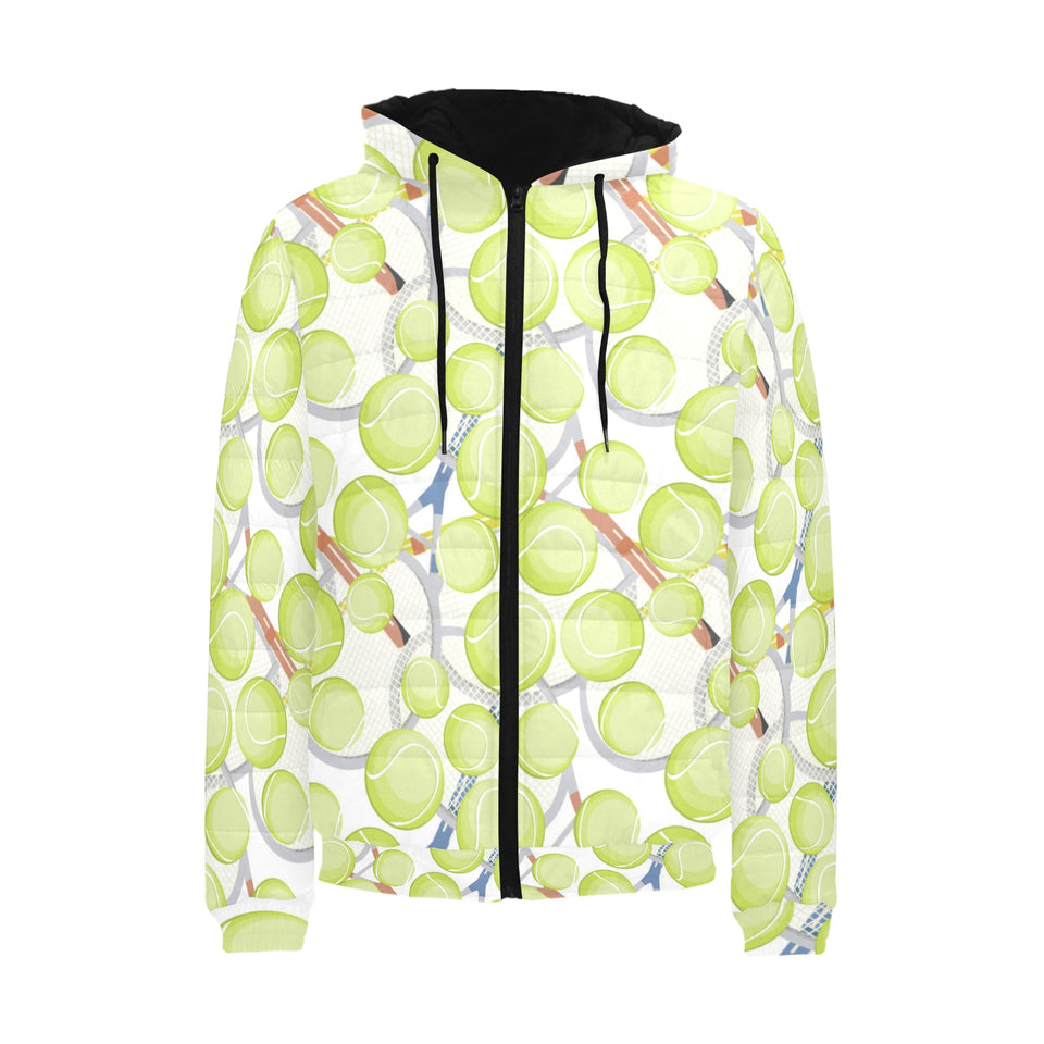 Tennis Pattern Print Design 01 Men's Padded Hooded Jacket