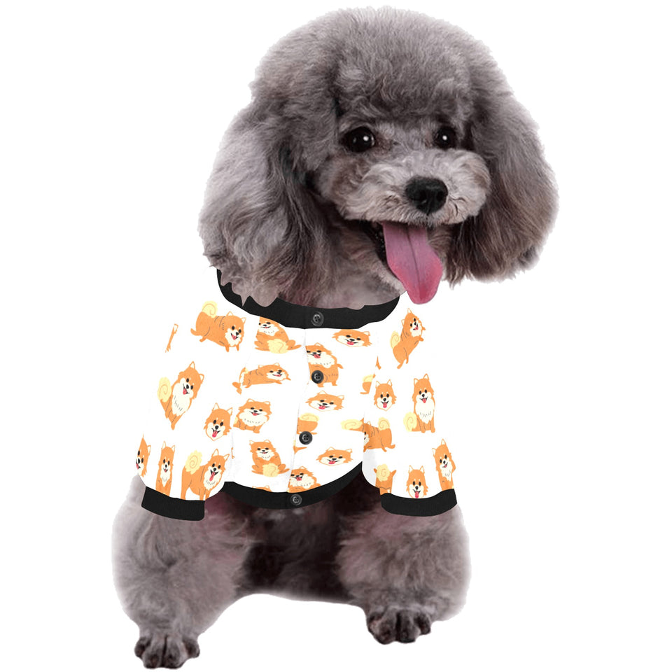 Brown pomeranian pattern All Over Print Pet Dog Round Neck Fuzzy Shirt