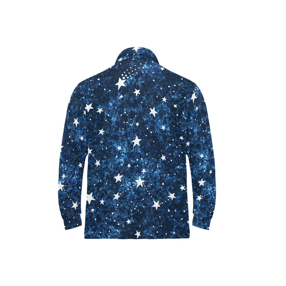 Night sky star pattern Men's Long Sleeve Polo Shirt