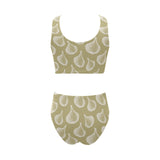 Garlic design pattern Chest Bowknot High Waisted Bikini Swimsuit