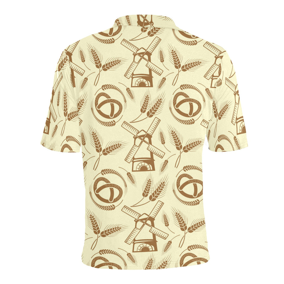 Windmill Wheat pattern Men's All Over Print Polo Shirt