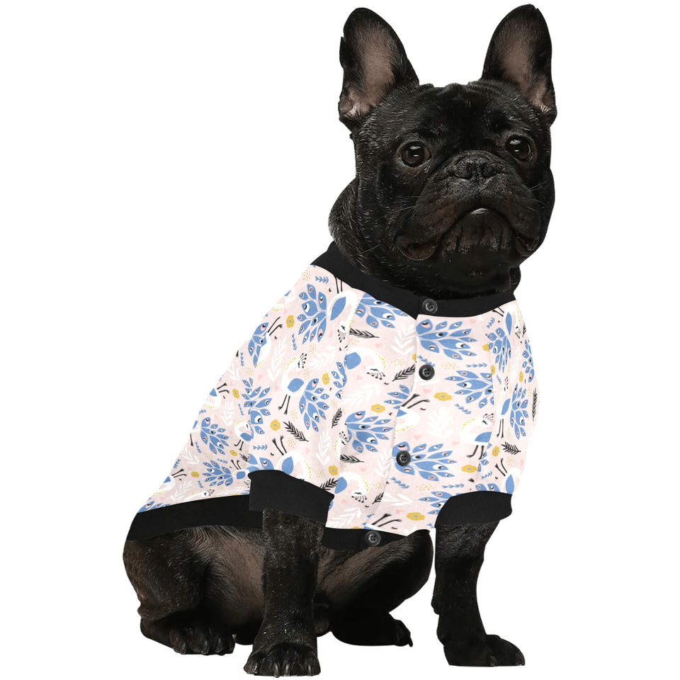 Cute peacock pattern All Over Print Pet Dog Round Neck Fuzzy Shirt