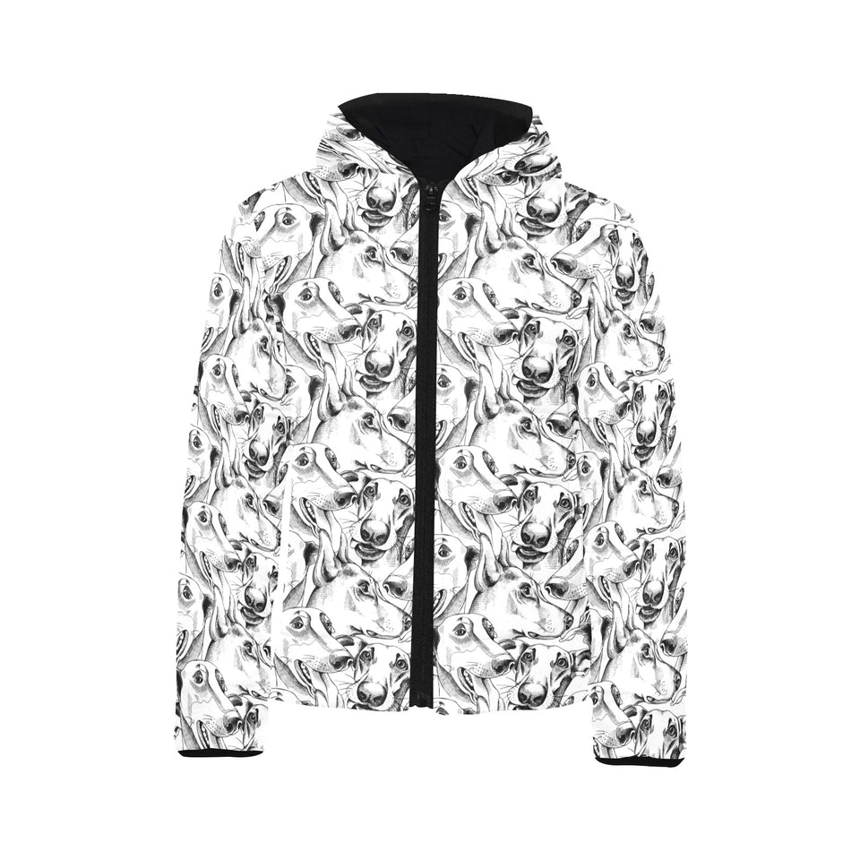 Greyhound Pattern Print Design 01 Kids' Boys' Girls' Padded Hooded Jacket