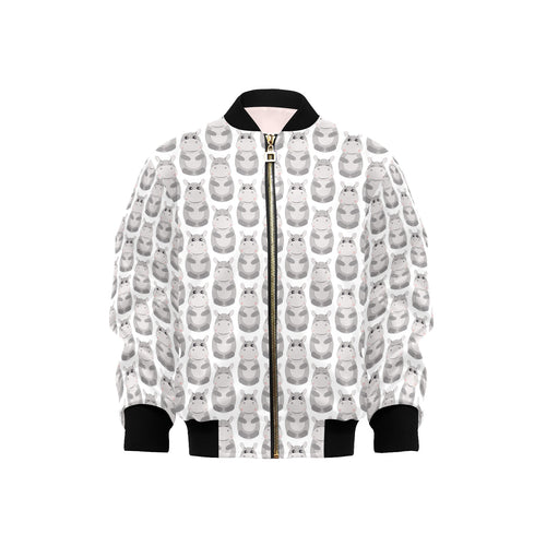 Hippopotamus Pattern Print Design 05 Kids' Boys' Girls' Bomber Jacket