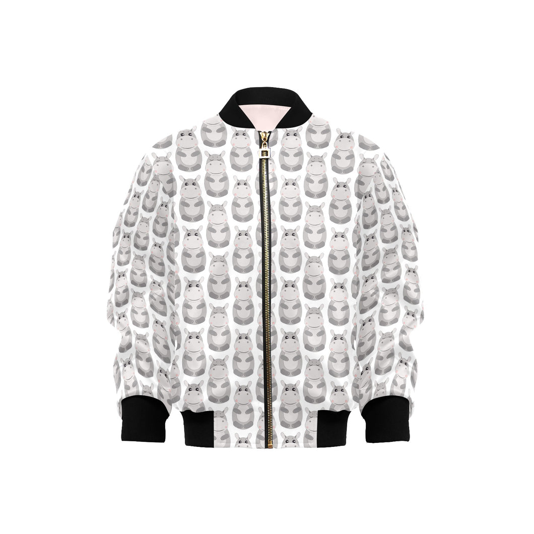 Hippopotamus Pattern Print Design 05 Kids' Boys' Girls' Bomber Jacket