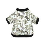 Monkey sloth lemur palm trees pattern All Over Print Pet Dog Round Neck Fuzzy Shirt