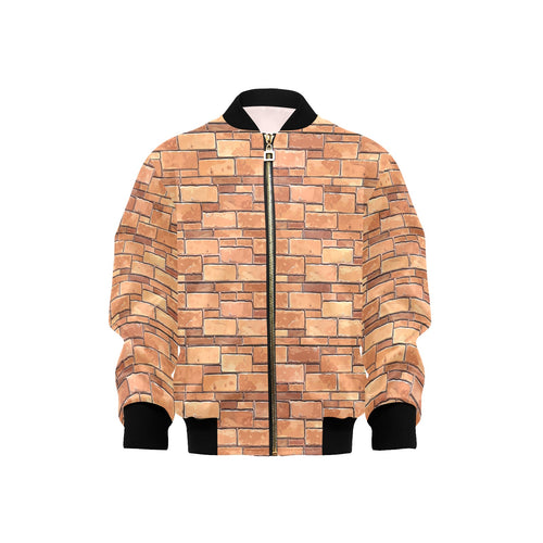 Brick Printed Pattern Print Design 04 Kids' Boys' Girls' Bomber Jacket