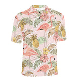Pink flamingo birds pineapples hibiscus flower pat Men's All Over Print Polo Shirt
