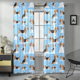 Beagle dog blue background pattern Gauze Curtain