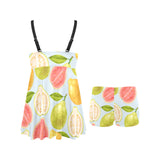 Guava design pattern Chest Sexy Pleated Two Piece Swim Dress