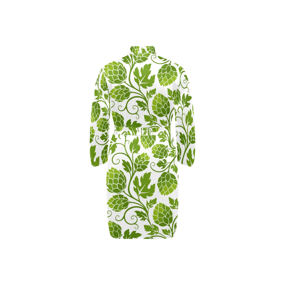 Hop design pattern Men's Long Sleeve Belted Night Robe