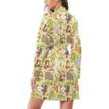 Guinea Pig Pattern Print Design 04 Women's Long Sleeve Belted Night Robe