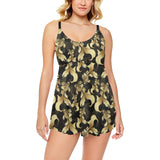 Goldfish Pattern Print Design 01 Chest Sexy Pleated Two Piece Swim Dress