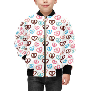 Pretzels Pattern Print Design 04 Kids' Boys' Girls' Bomber Jacket