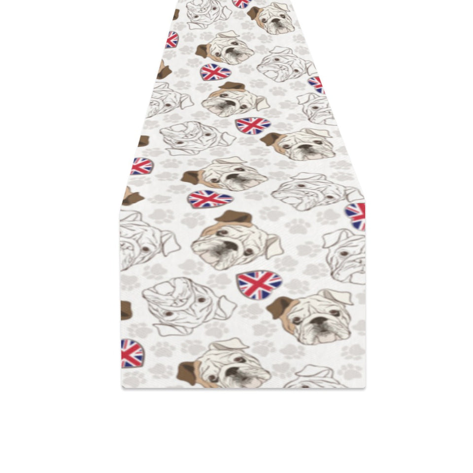 English Bulldog Pattern Print Design 01 Table Runner