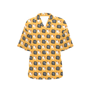 English Bulldog Pattern Print Design 04 Women's All Over Print Hawaiian Shirt