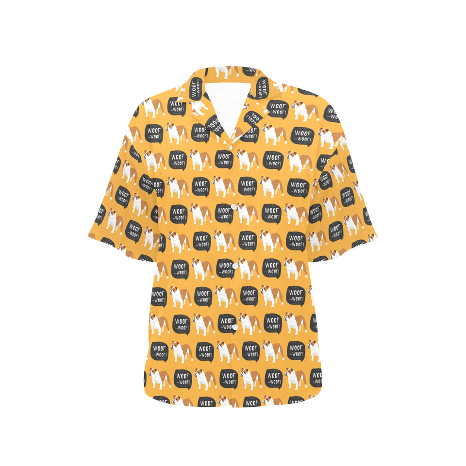 English Bulldog Pattern Print Design 04 Women's All Over Print Hawaiian Shirt