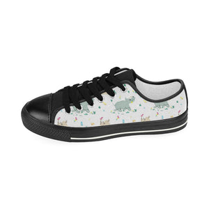 Cute Rhino pattern Kids' Boys' Girls' Low Top Canvas Shoes Black