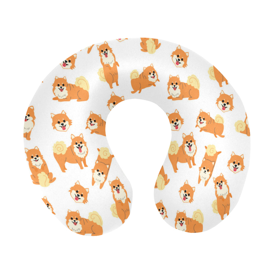 Brown pomeranian pattern U-Shaped Travel Neck Pillow