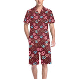 Pretzels Pattern Print Design 05 Men's V-Neck Short Pajama Set