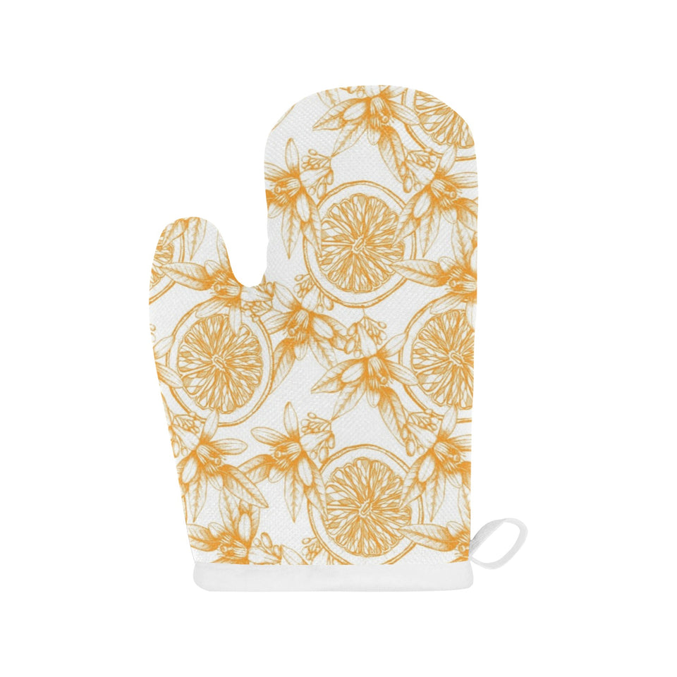 hand drawn orange fruit pattern Heat Resistant Oven Mitts