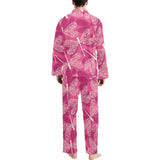 Beautiful dragonfly pink background Men's Long Pajama Set