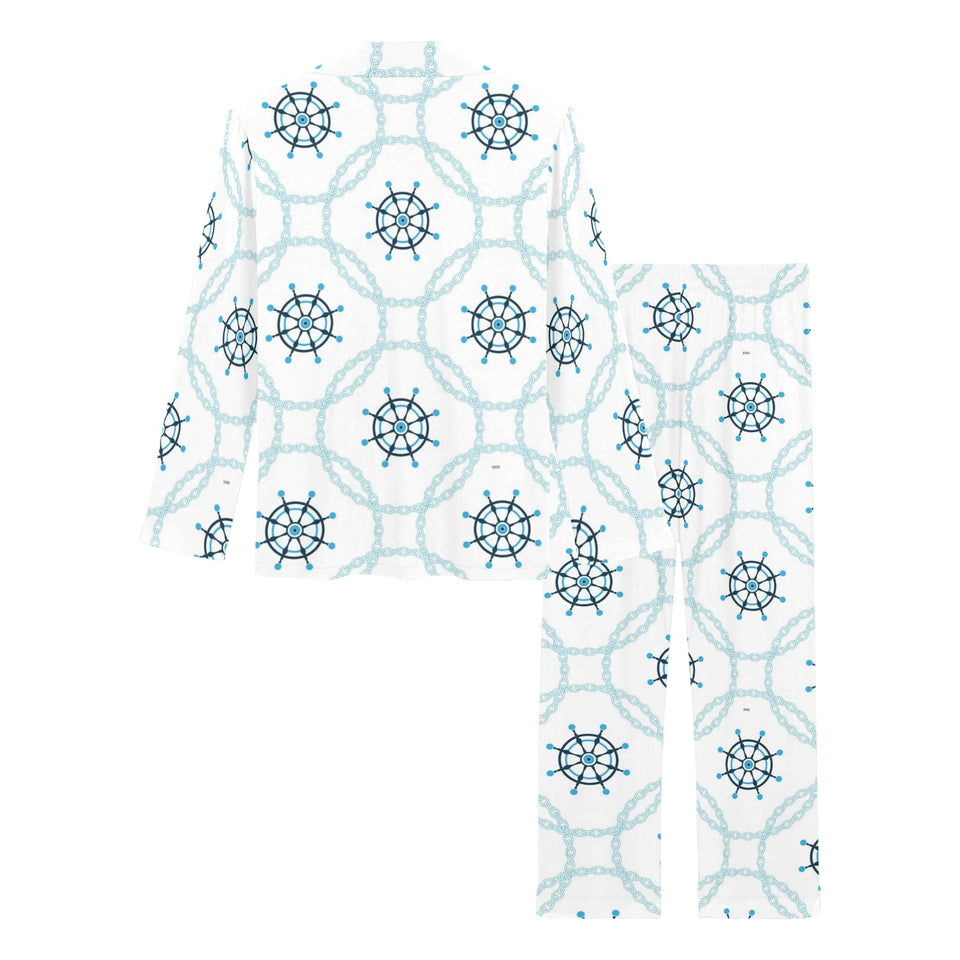 nautical steering wheel chain Women's Long Pajama Set
