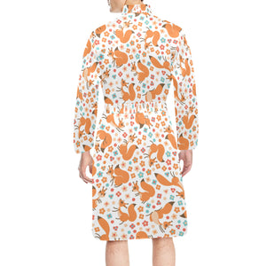 Squirrel Pattern Print Design 05 Men's Long Sleeve Belted Night Robe